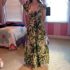 Green and white dress